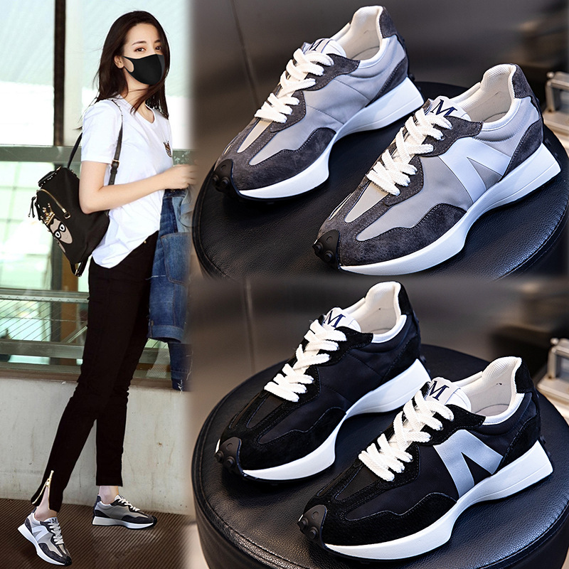 头层猪皮加绒女鞋2021新款运动阿甘鞋女百搭真皮休闲老爹鞋子女款
