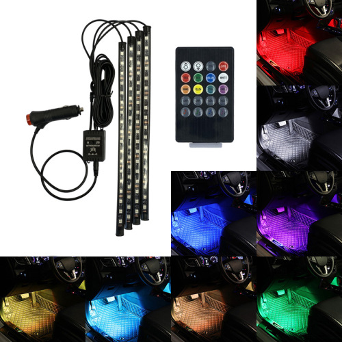 car led sole ambience light 18smd colorful voice control atmosphere light rgb one drag four car music rhythm lamp
