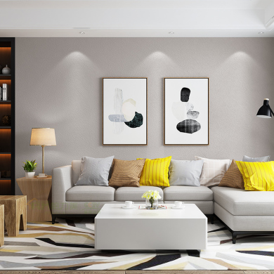 北欧轻奢风全屋无缝墙布高级灰客厅卧室背景素色高档羊绒蚕丝墙布