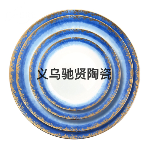high bone china plate ceramic tableware western food plate large flat plate disc shallow plate plate cake fruit salad plate