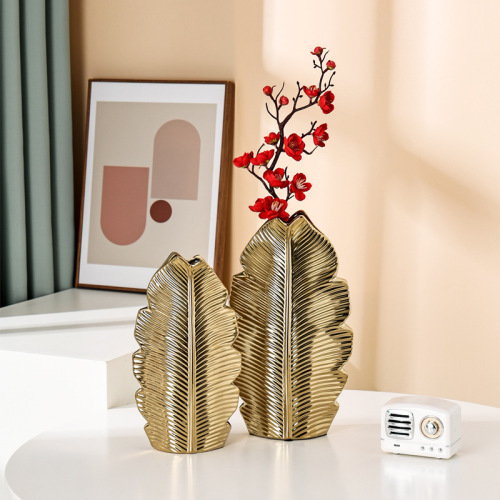 nordic plated gold ceramic vase minimalist creative flowerpot living room home decoration vase ornaments vase decoration
