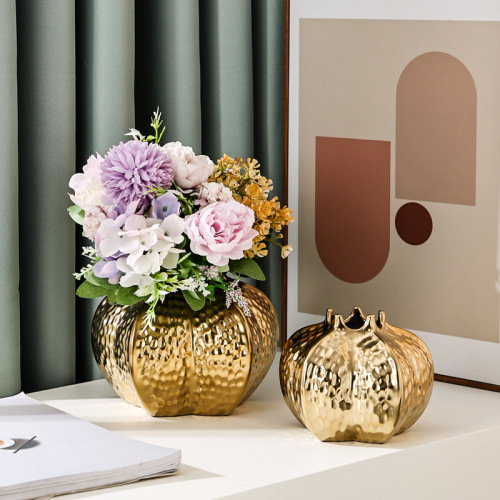 wholesale light luxury nordic gold plating creative ceramic vase decoration home decoration soft decoration flower decoration