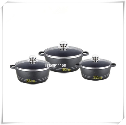 Die-Cast Aluminum Pot 6-Piece Non-Stick Pan Set Soup Pot Frying Pan Household Kitchen Supplies Pot Set Spot Supply Wholesale 