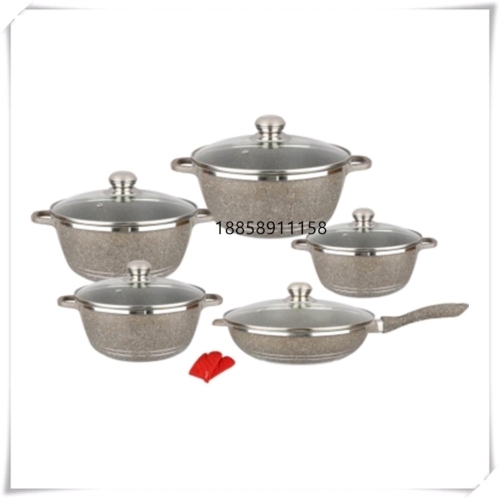 An Aluminum Pot Die-Casting 12-Piece Set Household Medical Stone Pot Set Kitchen Supplies an Aluminum Pot Non-Sti Pan rge Quantity and Excellent Price