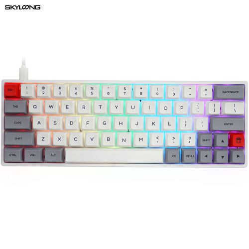 Skyloong Mechanical Keyboard Gk64/Sk64rgb Backlight Gray White Red Sublimation PBT Key Cap Gaming Keyboard