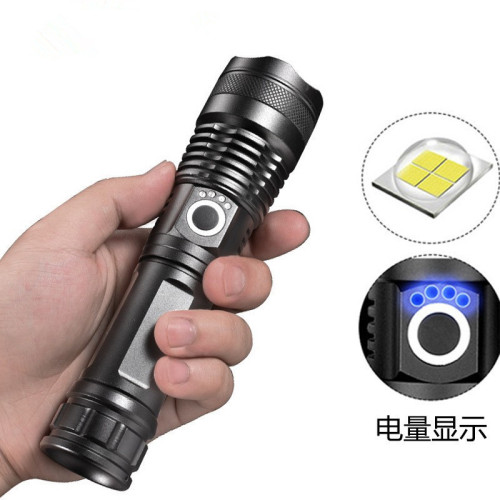 p50 charging new cross-border telescopic aluminum alloy flashlight xhp50 strong light flashlight power display usb