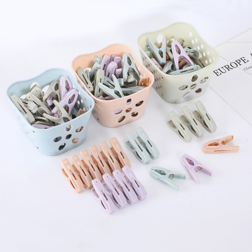 30 Pack Plastic Clips with Storage Basket Clothes Drying Clip Windproof Clip Underwear Socks Clothes Pin