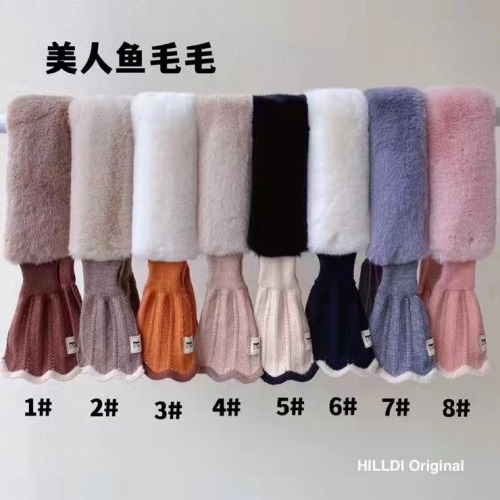 Autumn and Winter Gray Warm Solid Color Winter Furry Universal Monochrome Spot Mermaid Tail Scarf 