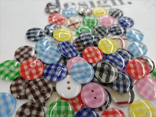 Handmade DIY Children‘s Button 1.3cm Hand Sewing Button-Baby Plaid Color Small Buckle Multi-Color Button/Resin