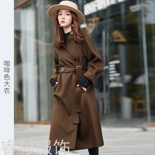 Popular Women‘s Coat 2021 Winter New Belt Mid-Length Korean Wool Double-Sided Woolen Coat