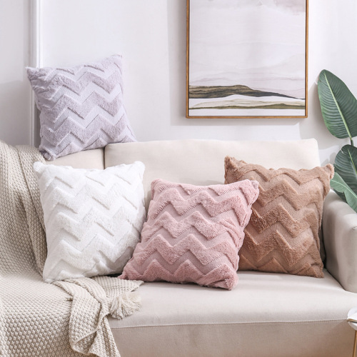 Cross-Border Amazon Plush Pillow Ins nordic Double-Sided Plush Home Sofa Pillowcase Office Cushion Cover