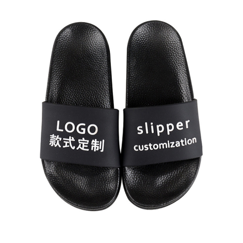 Summer PVC Blowing One-Word Home Slippers Beach Men‘s and Women‘s Slippers Printing plus Logo Fixed Color Factory Customization
