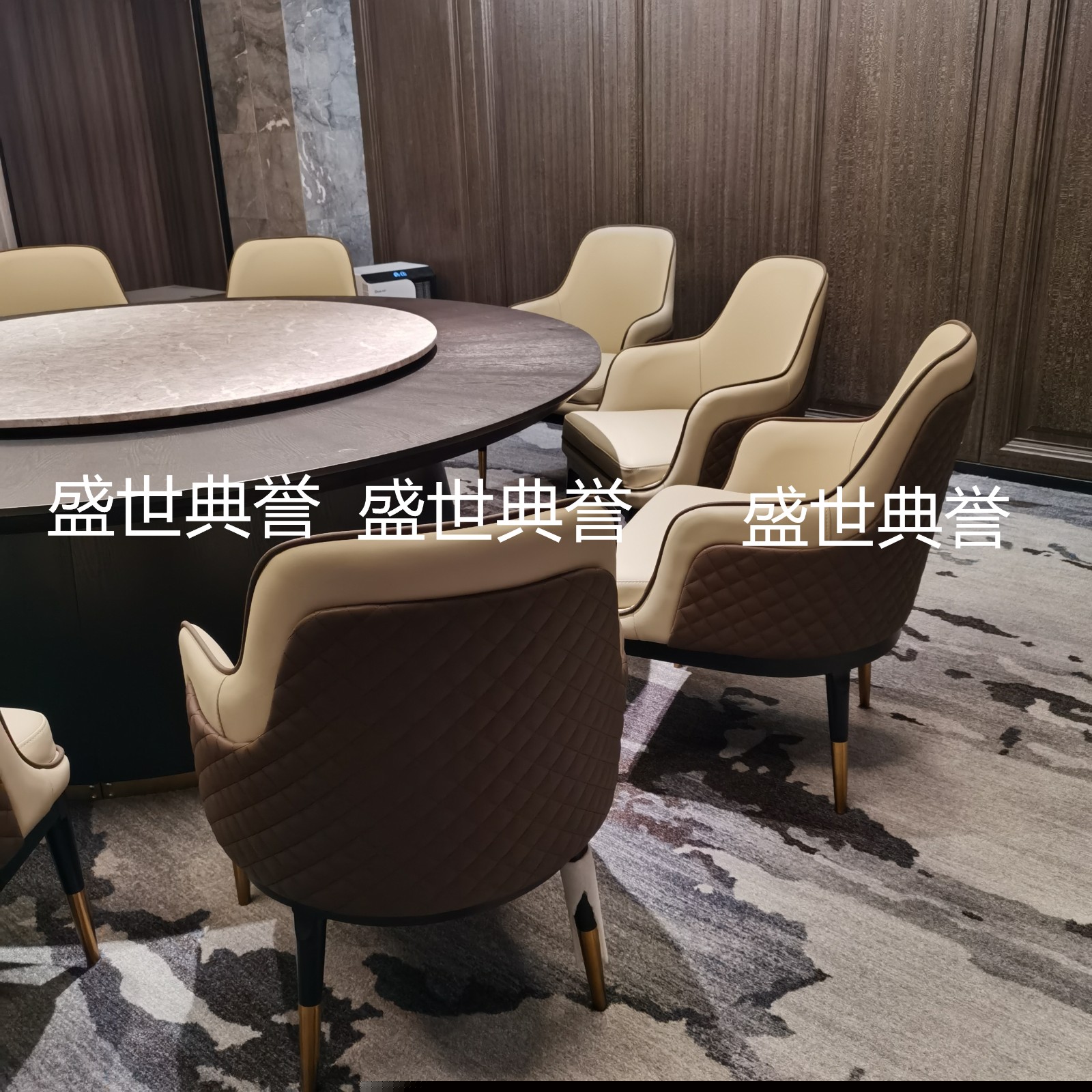 沈阳国际酒店实木餐桌椅海鲜餐厅实木餐椅会所轻奢宾利椅豪华餐椅