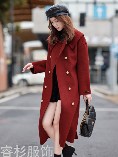 popular british style 70 velvet double-sided cashmere coat women‘s mid-length high-end woolen coat autumn 2022