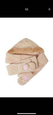 Hand-Shaped Brush Warm Hat Scarf Gloves Three-Piece Set