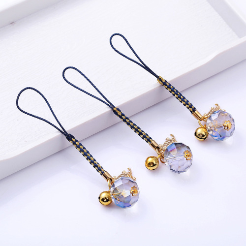 colorful blue crystal beads pendant diy mobile phone rope hanging accessories alloy colored rope hanging accessories factory wholesale