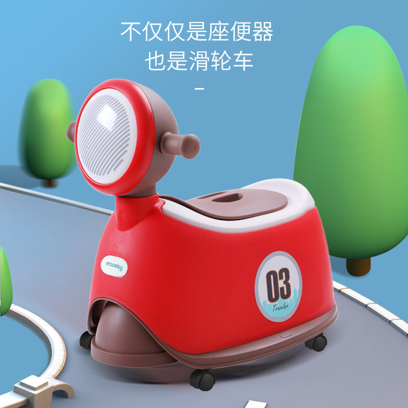 母婴用品孩子坐便器宝宝小马桶婴幼儿便盆小摩托软垫款带音乐轮子