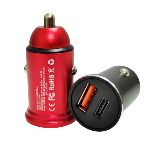 qc3.0 + pd car charger mini fast charging head metal type-c car charger + usb fast charging