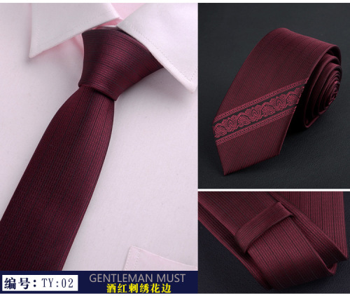 Japanese and Korean Clothing Embroidered Lace Tie Men‘s Business Casual Formal Wear Professional Tie Arrow-Type Positioning Tie