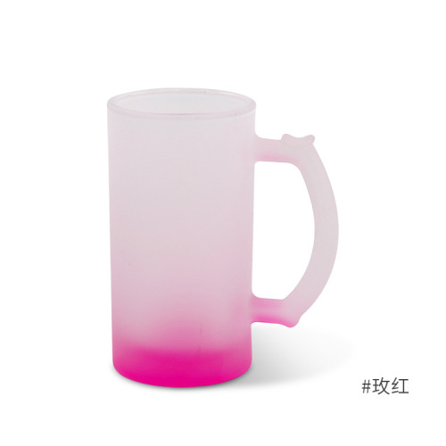 thermal transfer color gradient cup 16oz frosted water cup glass with coating pattern logo beer fluorescent bottom