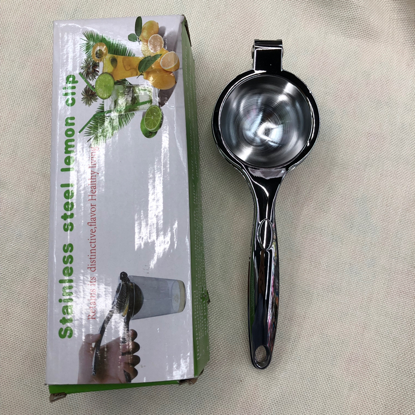 大号锌合金不锈钢色手动柠檬榨汁器 多功能柠檬夹水果压汁器批发
