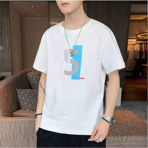 men‘s short-sleeved t-shirt 2024 new summer half sleeve trendy round neck top overweight people plus size men‘s clothing factory in stock
