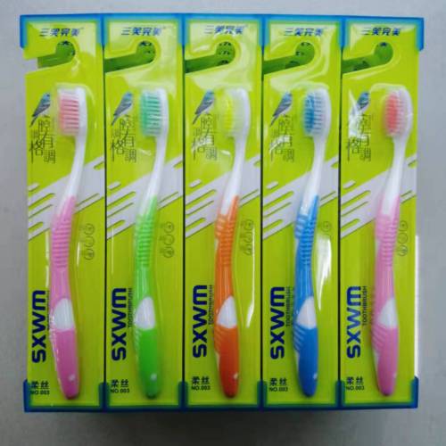 daily necessities wholesale three smiles perfect 003 soft silk comfortable clean gum brightening teeth adult soft-bristle toothbrush