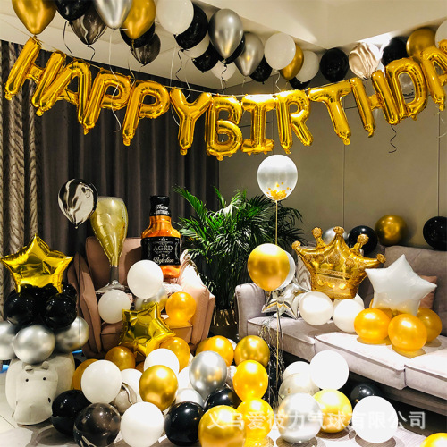 amazon hot sale luxury golden birthday balloon set surprise scene layout background wall balloon decoration supplies