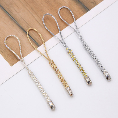 Japanese Style Genfu Button White K Vintage Seamless Rayon Double Line Metal Toe Cap Mobile Phone Pendant Mobile Phone Gold and Silver Color Lanyard