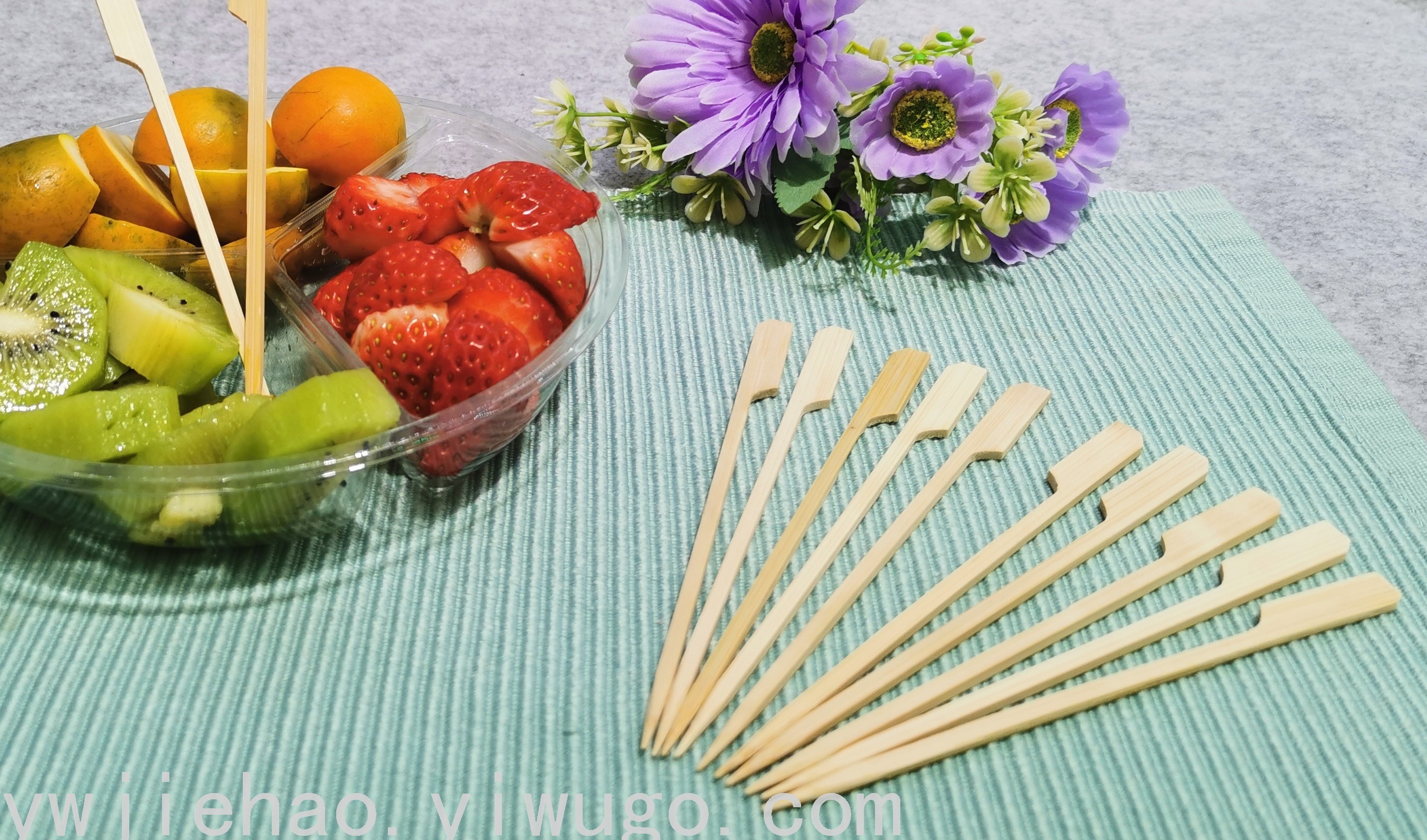 捷豪竹制烧烤关东煮串串无竹节铁炮串水果签专用一次性12cm竹签