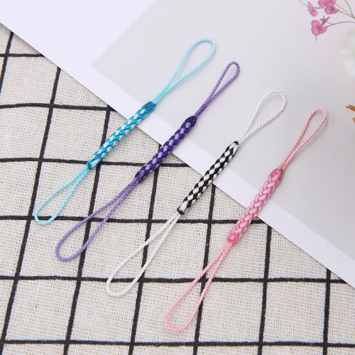 Cross-Border E-Commerce Two-Color Double Button Handmade Rayon Mobile Phone Lanyard Mobile Phone Accessories Factory Direct Supply in Stock Wholesale