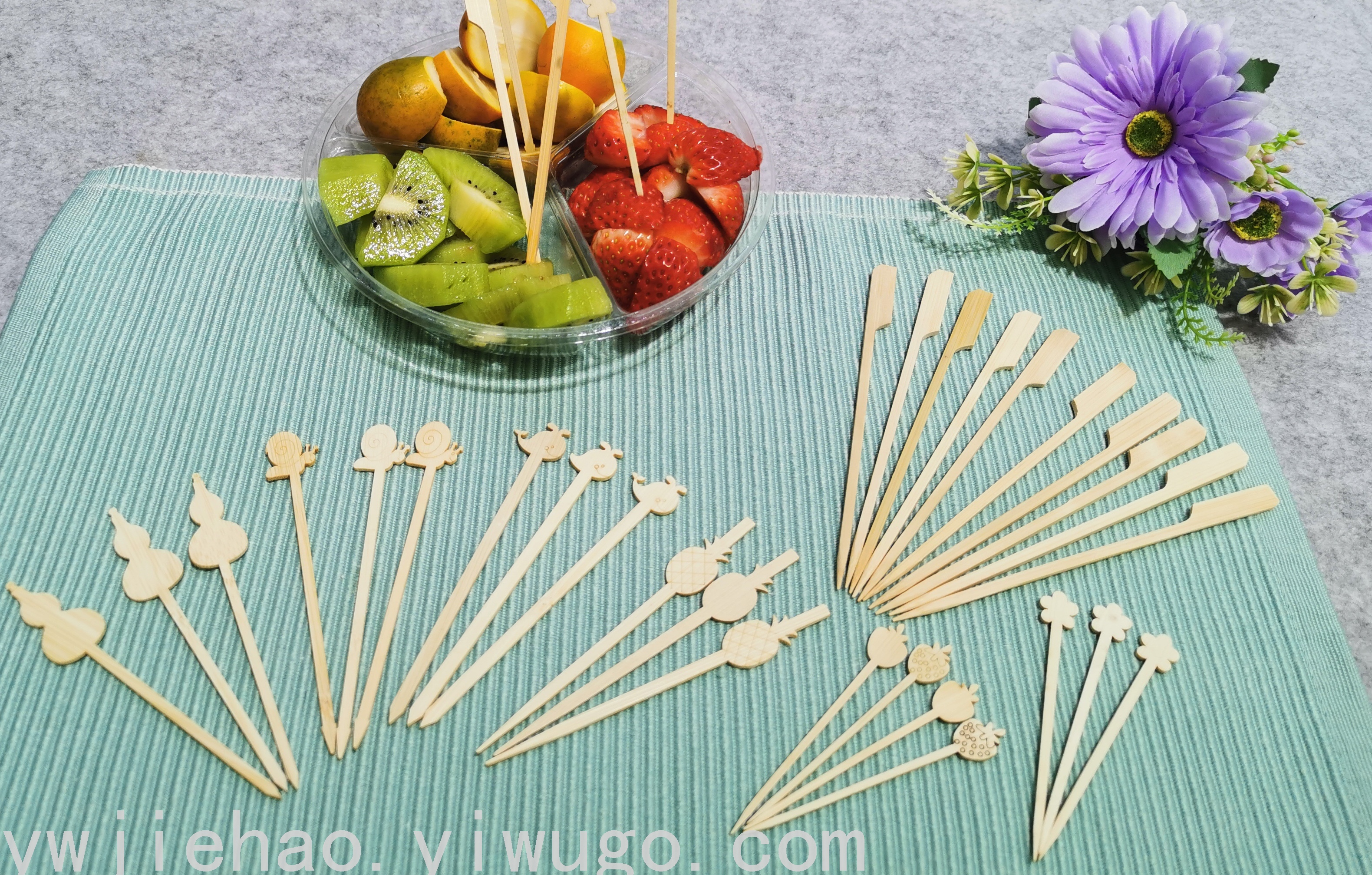捷豪竹制烧烤关东煮串串无竹节铁炮串水果签专用一次性15cm竹签