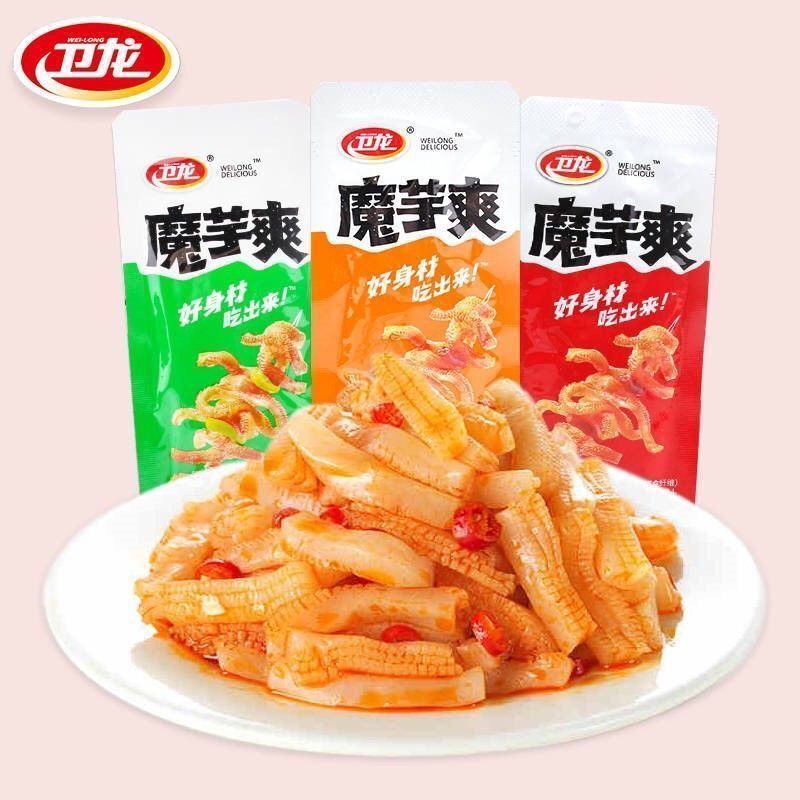 卫龙魔芋爽素毛肚整箱香辣麻辣魔芋丝网红零食小吃素肉辣条批发