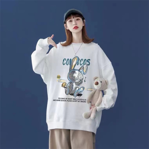 National Fashion Sweater Women‘s Spring and Autumn Ins Fashionable Korean Style Loose Sweet Cool Couple Long Sleeve Large Board Drop Shoulder Top