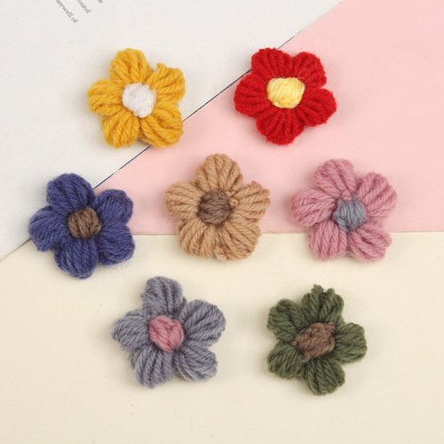 Online Celebrity Coarse Wool Flower Semi-Finished Parts Production DIY Hairpin Material Children‘s Hairpin Head Accessories Wholesale