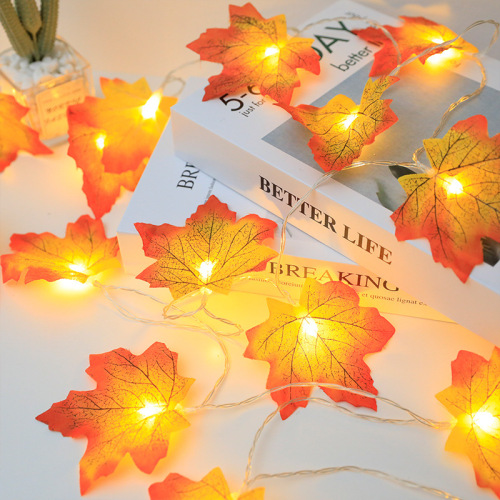 Cross-Border Led String Lights Halloween Maple Leaf String Lights Simulation Leaves String Lights Courtyard Holiday Decoration Battery 