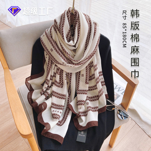 new fashion simple beach towel cotton linen shawl large size travel decoration warm scarf ins style scarf female