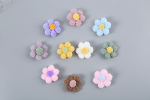 6cm Macaron Plush Small Flower Brooch Cashmere-like Flower Clothes Slippers Accessories Headdress Accessories