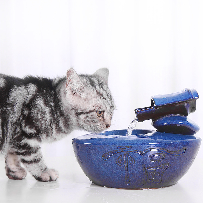 猫咪陶瓷自动循环饮水机自动循环过滤猫咪饮水器宠物用品跨境工厂