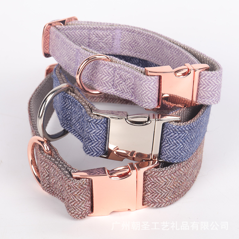 2021新款宠物用品项圈 英伦风蝴蝶结猫项圈玫瑰金插扣狗脖圈刻字
