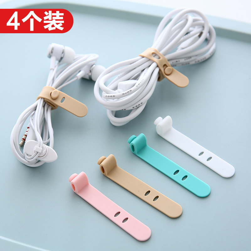 Silicone Strap Anti-Lost Earphone Storage Flexible Tape Data Cable Strapping Tape Cord Manager Cable