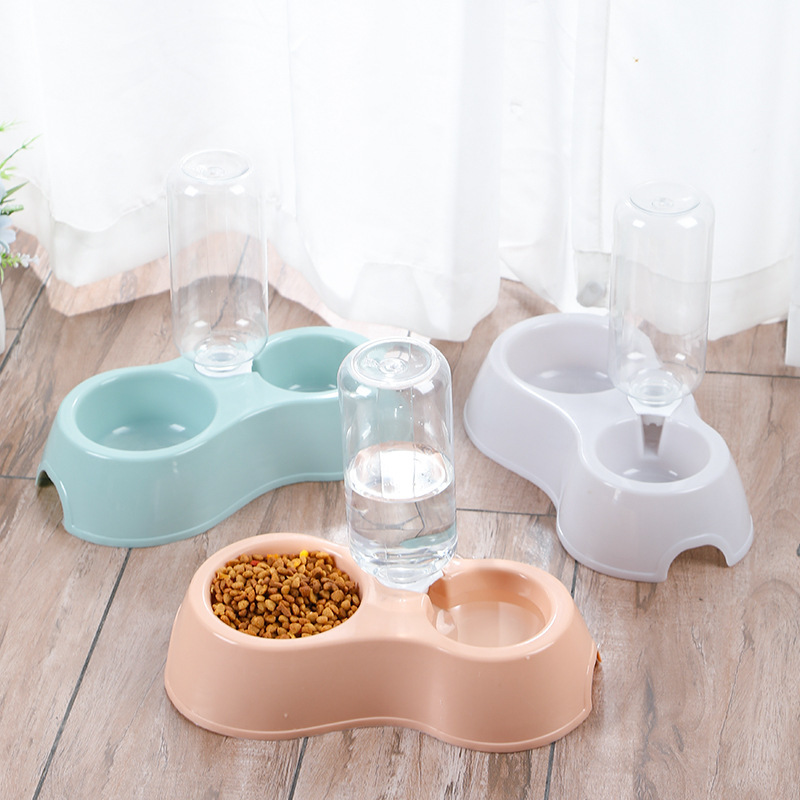 狗碗猫碗饮水器饭盆猫碗食盆 宠物自动饮水双碗宠物碗带水瓶套装