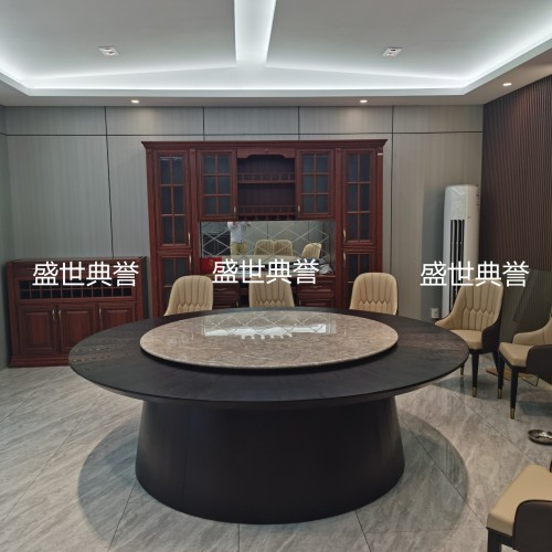 taizhou international hotel solid wood electric dining table and chair banquet center box electric table modern light luxury solid wood dining table