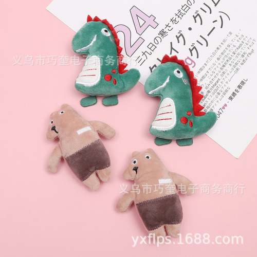 factory direct sales cartoon plush doll head dinosaur bear for scarf pin bag accessories cute hair ring accessories