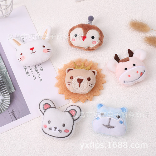 korean style teddy velvet cute calf soft cute cartoon animal head accessories student doll brooch decorations wholesale