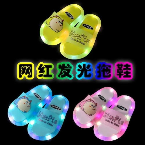 luminous slippers children‘s summer internet celebrity shiny flash baby girl sandals boys and girls princess flashing light slippers