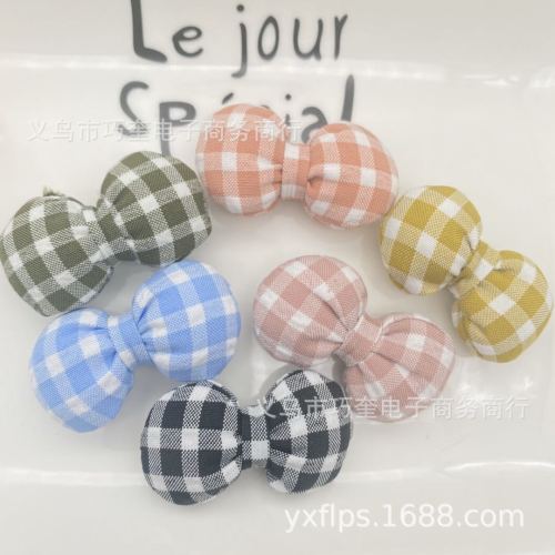 autumn and winter new handmade plaid bow plug cotton three-dimensional bow tie diy children‘s hair accessories material clothing shoes and socks accessories