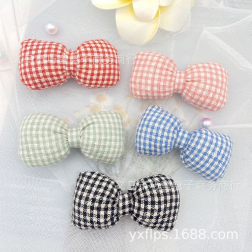 Korean Style Fresh Children‘s DIY Hairpin Material Japanese and Korean Ins Plaid Fabric Bow Clothing Socks Hat Accessories