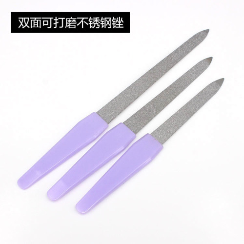 Supply Manicure Implement Metal Sand Blasting File Plastic Handle Nail File Stainless Steel Polishing File
