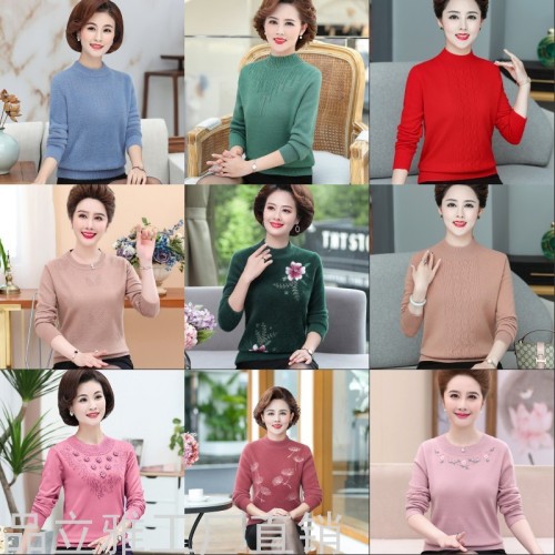 new core-spun yarn 2023 autumn and winter women‘s clothing middle-aged and elderly sweater stall stock women‘s sweater women‘s wholesale supply